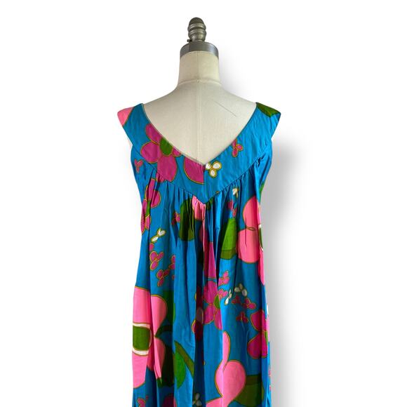 Vtg 1960s Alice Polynesian Hawaiian Floral Waterfall Sleeveless Maxi Dress | S - Picture 5 of 13
